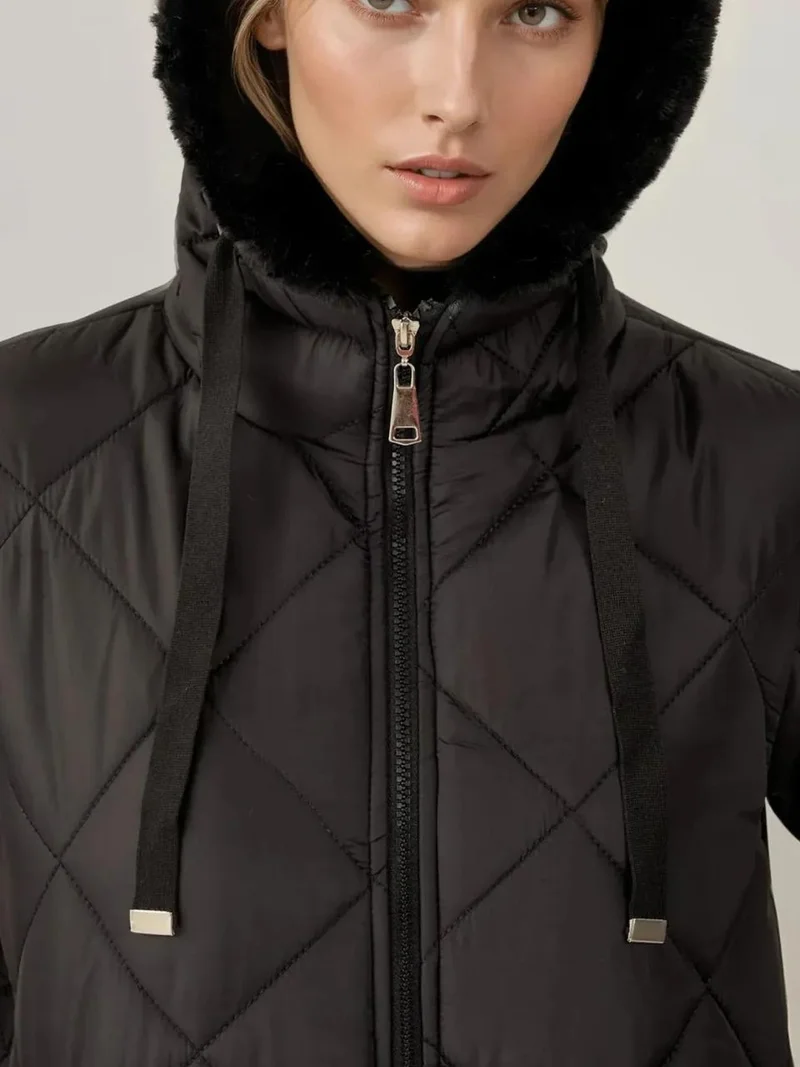 بيغ دارت معطف منتفخ طويل بغطاء رأس من