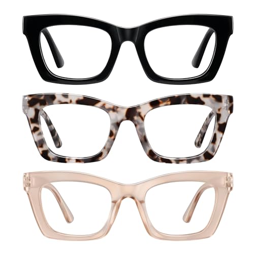 resjok 3Pack Reading Glasses for Women-Blue Light Blocking Computer Readers with Spring Hinge Square Fashion Eyeglasses(Mix3, 1.5x) - Image 1