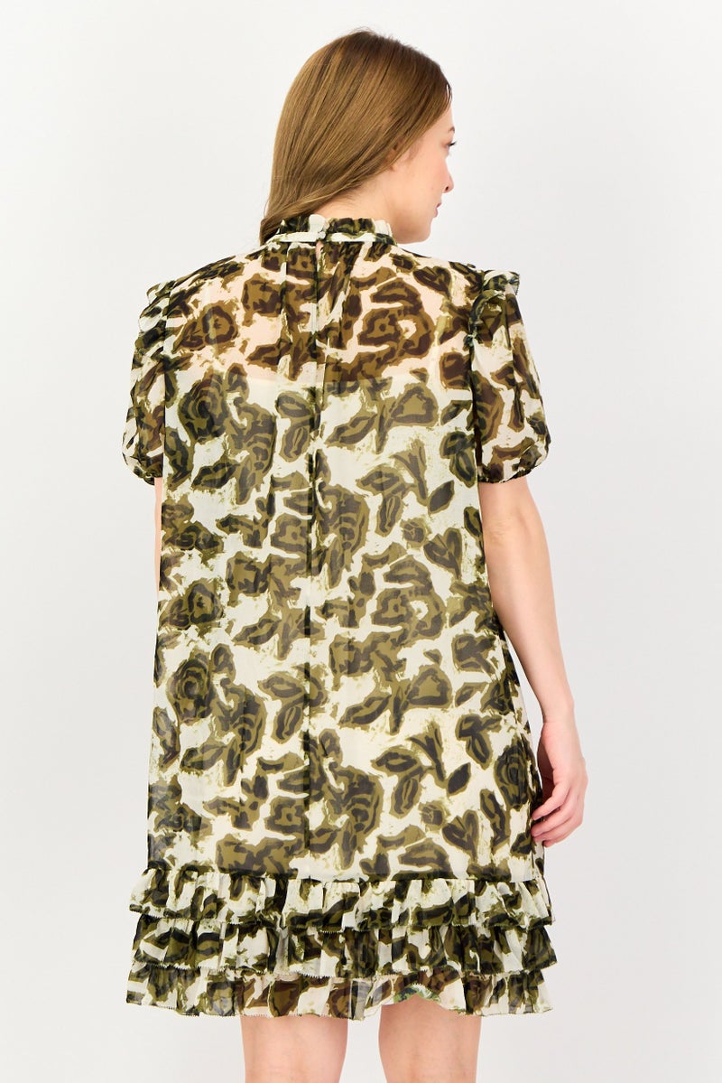 SELECTED Women Allover Print Mini Dress, Multicolor - Image 3