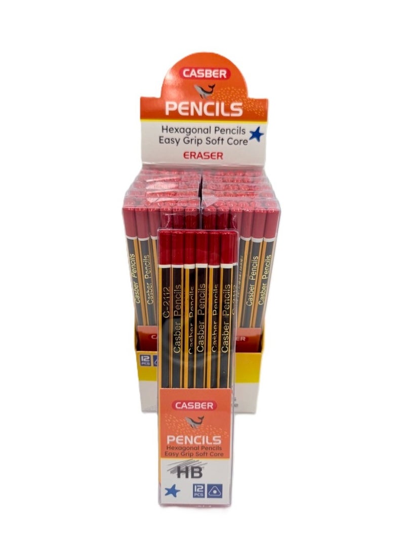 ARCO STORE Casber HB Hexagonal Pencils with Eraser, Soft Core, 12 Count - Image 3