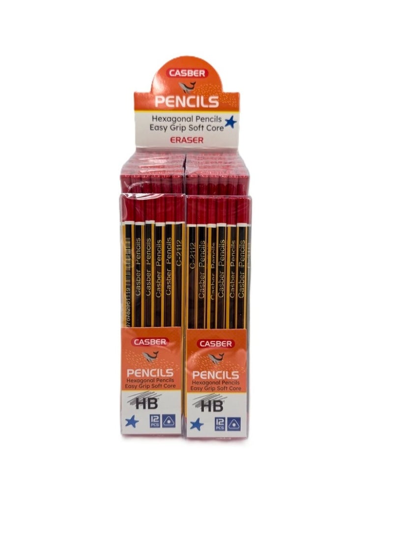 ARCO STORE Casber HB Hexagonal Pencils with Eraser, Soft Core, 12 Count - Image 2