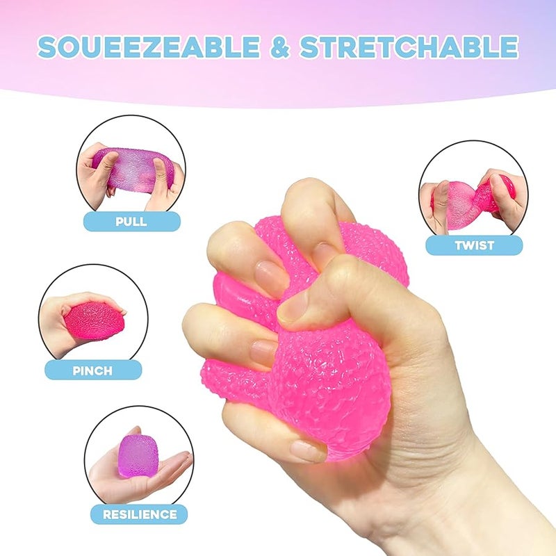AuraGlaze Stress Balls-Gumdrop Squishy Stress for Kids and Adults, Super Solid Squeeze Ball, Sensory for Stress Relief, Birthday, Easter Basket Stuffers and Party Favors(Pink) - Image 5
