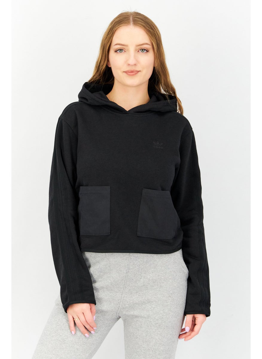 adidas Originals Women Sportswear Fit Long Sleeve Training Fleece Sweatshirts, Black  - Image 1