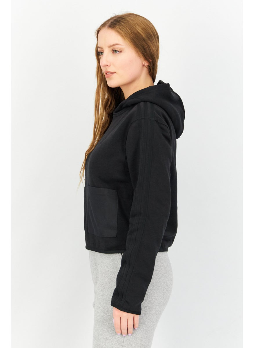 adidas Originals Women Sportswear Fit Long Sleeve Training Fleece Sweatshirts, Black  - Image 3