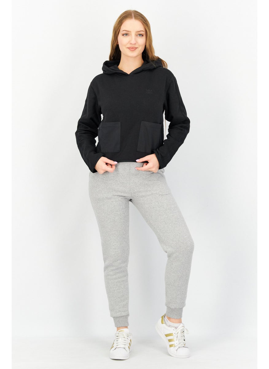 adidas Originals Women Sportswear Fit Long Sleeve Training Fleece Sweatshirts, Black  - Image 4