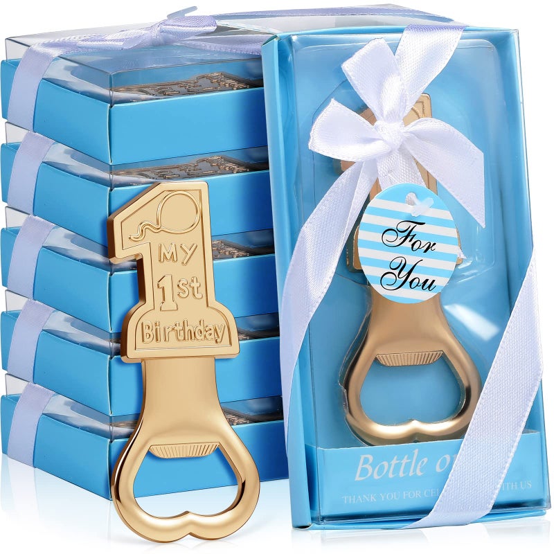 Chengu 30 Pack My 1st Birthday Party Favor Supplies Present for Guest 1 Bottle Opener First Anniversary Decoration Souvenirs Souvenir Return Gift for Boy or Girl Blue 