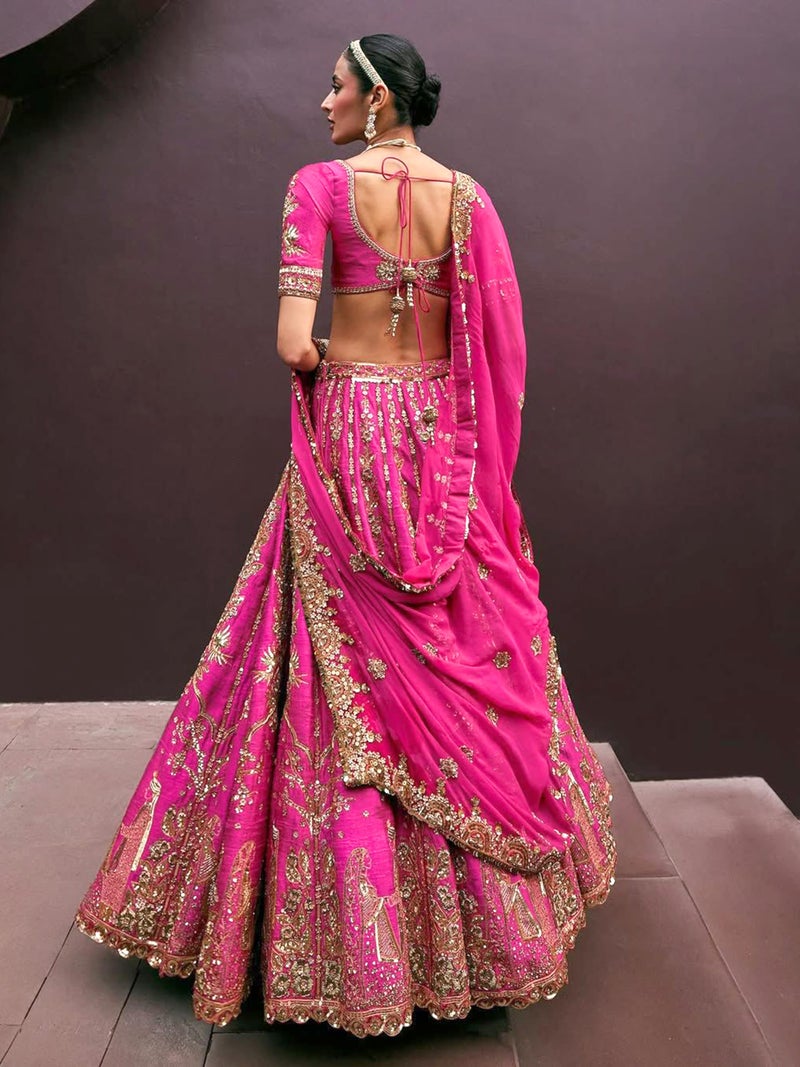 TRENDMALLS Women's Art Silk Sequin Embroidery Work Lehenga Choli Dupatta Set (L298-Pink) SemiStitch - Image 2