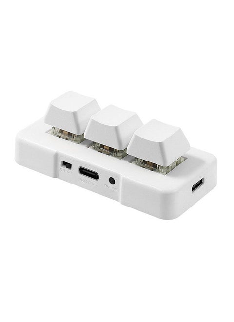MK321BT 3-key Mini Customized Keyboard with Mechanical Blue Switch USB+BT Dual-mode Connection for Office Game Multimedia White