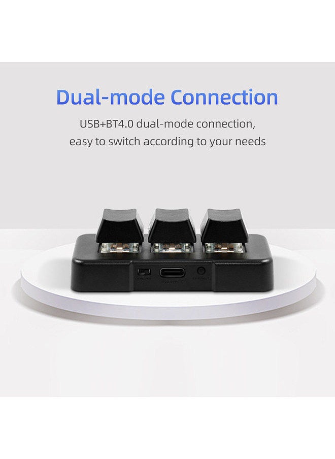 MK321BT 3-key Mini Customized Keyboard with Mechanical Blue Switch USB+BT Dual-mode Connection for Office Game Multimedia White