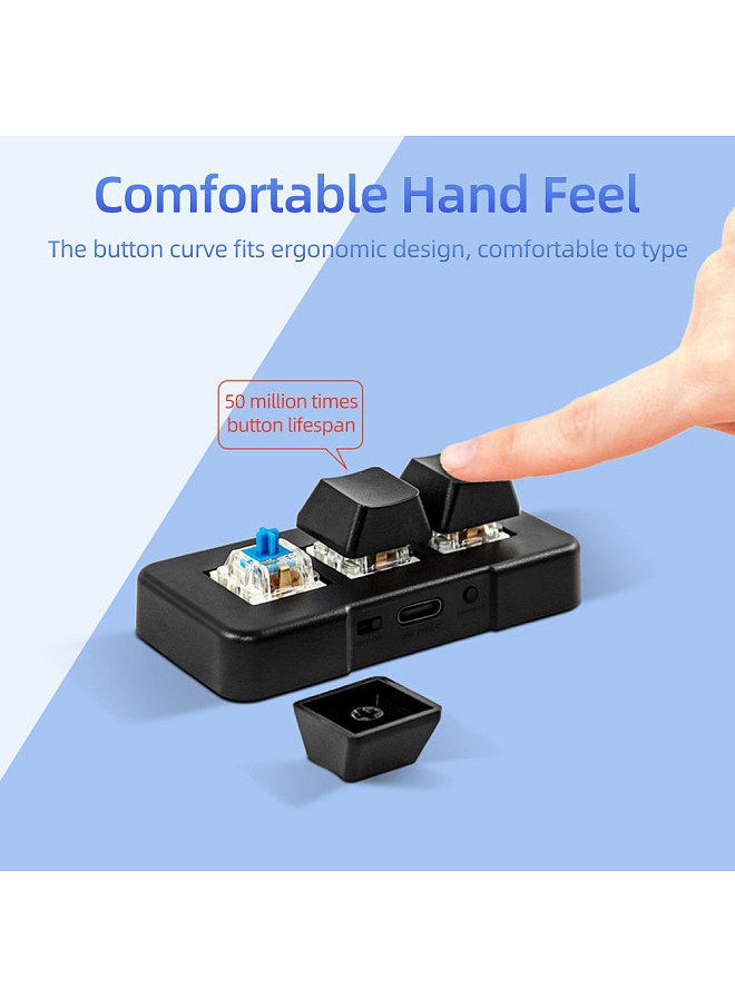 MK321BT 3-key Mini Customized Keyboard with Mechanical Blue Switch USB+BT Dual-mode Connection for Office Game Multimedia White