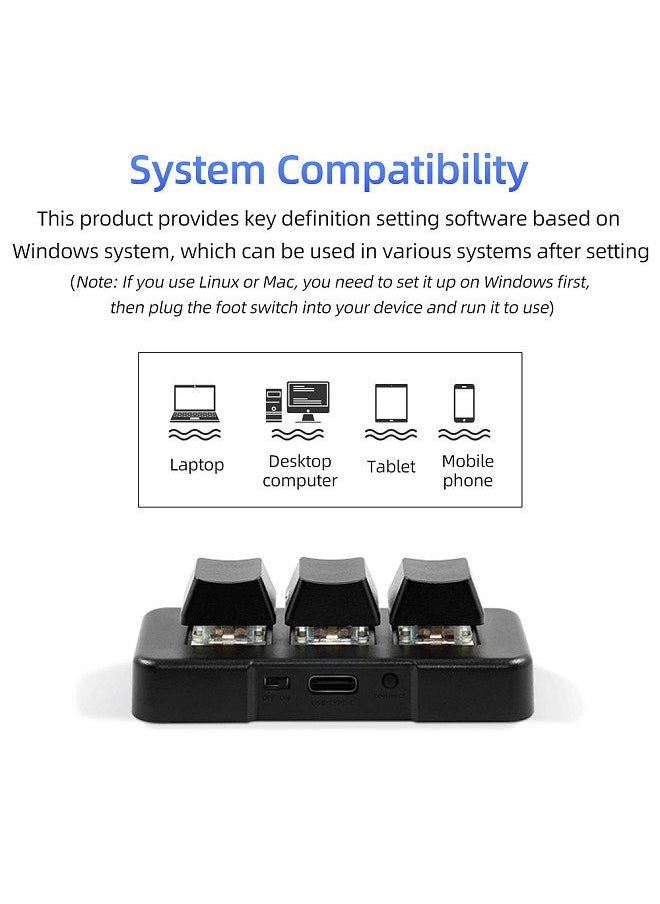 MK321BT 3-key Mini Customized Keyboard with Mechanical Blue Switch USB+BT Dual-mode Connection for Office Game Multimedia White