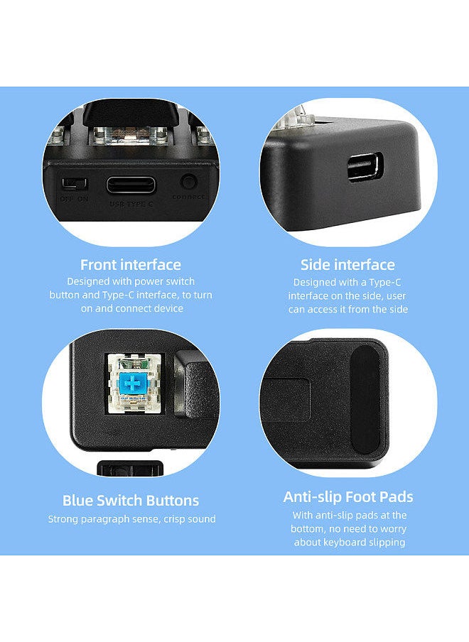 MK321BT 3-key Mini Customized Keyboard with Mechanical Blue Switch USB+BT Dual-mode Connection for Office Game Multimedia White