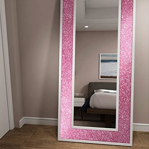 Stickyart Pink Glitter Wallpaper Border Peel and Stick Mirror Frame Border Tape Removable Sparkle Contact Paper Self Adhesive Glitter Fabric Wall Borders for Girls Room Bathroom Craft Decor 3.94"x160" - Image 4