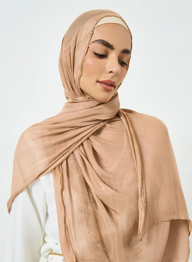 Take Two Beige Solid Chiffon Silk Hijab