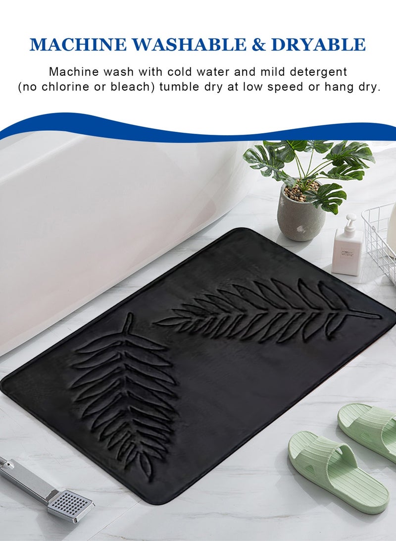 هومار كيت مجموعة سجادة أرضية حمام أوروبية بسيطة مكونة من 3 قطع مصنوعة من ألياف البوليستر باللون الأسود - Image 3