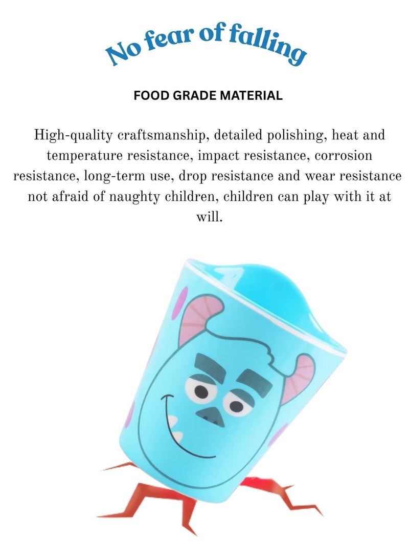 ديزني مجموعة أكواب بلاستيكية مطبوعة للأطفال من Monsters Inc. Sulley، باللون الأخضر، خالية من مادة BPA، سعة 300 مل - Image 2