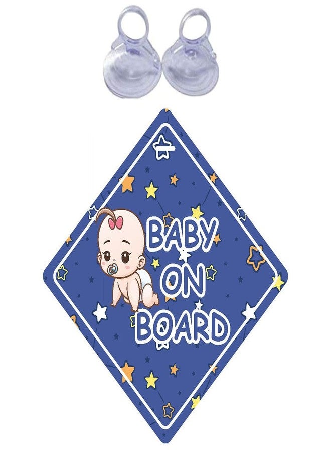 CVANU 2pcs Baby on Board Laminated Kids Safety Vinyl Sticker with 2 Suction Cup for Car Drivers (7.3inX7.3in)_R1-4 - Image 2