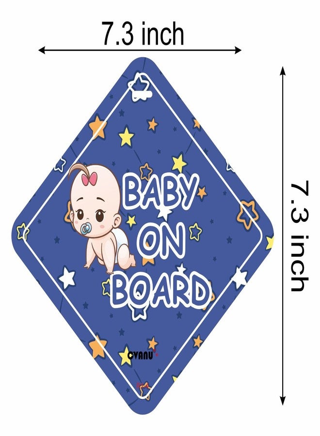 CVANU 2pcs Baby on Board Laminated Kids Safety Vinyl Sticker with 2 Suction Cup for Car Drivers (7.3inX7.3in)_R1-4 - Image 4