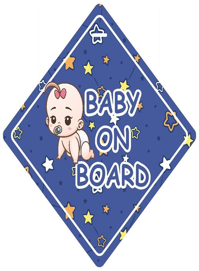 CVANU 2pcs Baby on Board Laminated Kids Safety Vinyl Sticker with 2 Suction Cup for Car Drivers (7.3inX7.3in)_R1-4 - Image 1