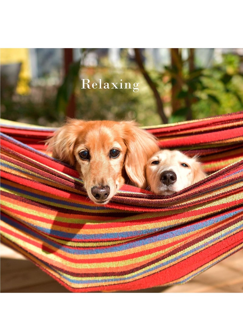 Generic Hammock with Stand Included Woven Cotton Hammock Chair Outdoor Swing with Frame and Travel Bag for Camping Backyard Outdoor Indoor Courtyard - Image 3
