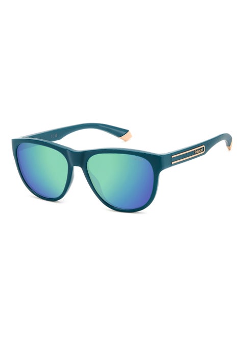 Unisex Polarized Rectangular Shape  Sunglasses PLD 2156/S GREY 46 - Lens Size: 45.6 Mm - Teal