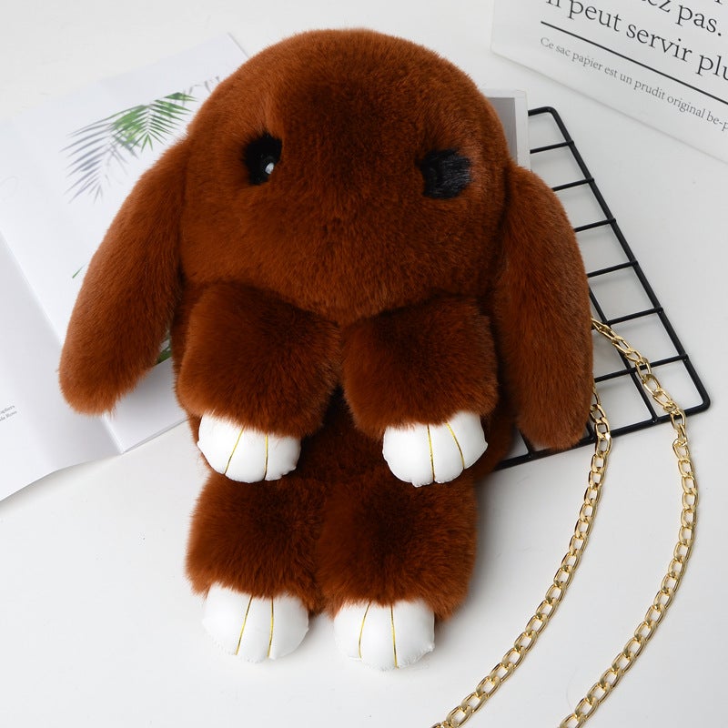 2024 Cute Plush Bunny Crossbody Kids Bag Caramel 