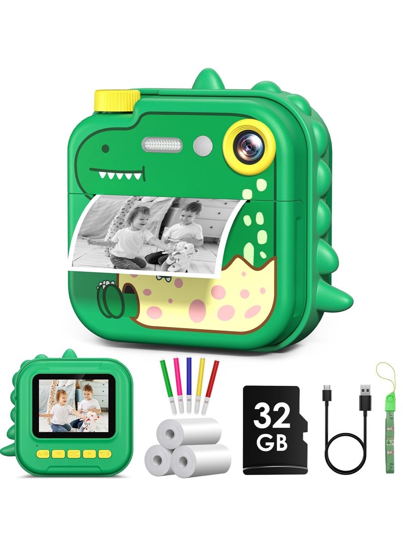 BlueFire Kids Instant Print Camera – 12MP HD 1080P Digital Camera for Children with 2.4” IPS Screen, Zero Ink Printing, 32GB SD Card, 3 Paper Rolls, 5 Colored Pencils – Perfect Birthday & Christmas Gift for Boys & Girls Ages 3-12 - Image 1