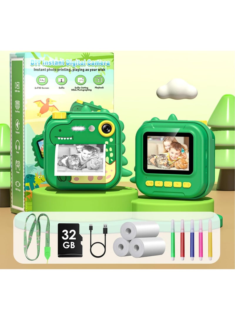 BlueFire Kids Instant Print Camera – 12MP HD 1080P Digital Camera for Children with 2.4” IPS Screen, Zero Ink Printing, 32GB SD Card, 3 Paper Rolls, 5 Colored Pencils – Perfect Birthday & Christmas Gift for Boys & Girls Ages 3-12 - Image 3