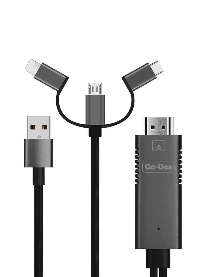 GO-DES 3 in 1 HDTV Cable Black - Image 1