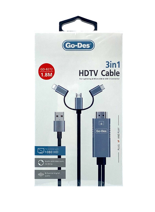 GO-DES 3 in 1 HDTV Cable Black - Image 2