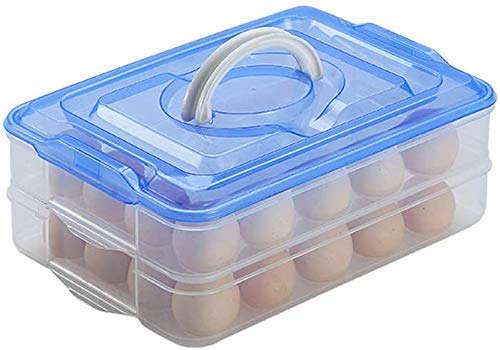 DOLIVA DOLIVA 24 Grid Egg Square Shape Storage BoxEgg Refrigerator Storage Tray Abs Plastic Egg Storage Containers For Fridge And Kitchen Egg Storage Bins Basket With Carry Holder 2 LayerMulticolor  - Image 1