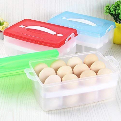 DOLIVA DOLIVA 24 Grid Egg Square Shape Storage BoxEgg Refrigerator Storage Tray Abs Plastic Egg Storage Containers For Fridge And Kitchen Egg Storage Bins Basket With Carry Holder 2 LayerMulticolor  - Image 4