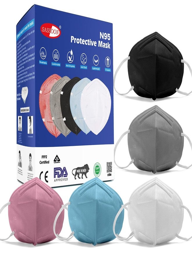 Sassoon BIS Approved N95 Face Mask Combo for Men & Women - Cotton Reusable & Washable Mask with 6 Layer Protection (Pack of 5) Multi - Image 1