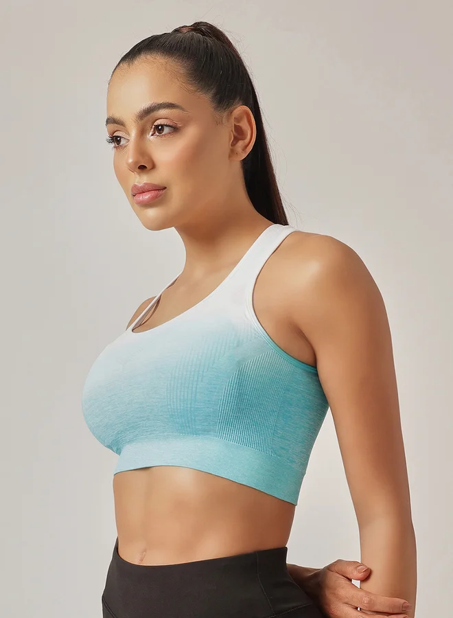 كلوفيا حمالة صدر رياضية نسائية بتأثير خفيف وطبعة متدرجة مع أكواب قابلة للإزالة