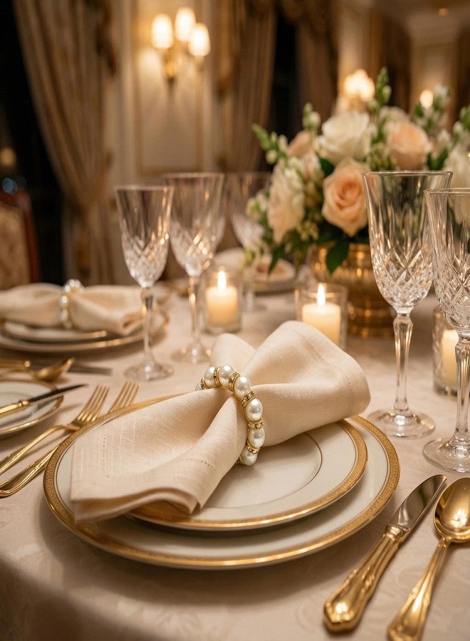 Veagins 100-Pack Imitation Pearl Napkin Rings, Elegant Table Serviette Buckles, Delicate Napkin Holder Rings, Decorative Dining Accessories for Kitchen & Restaurant - Image 2