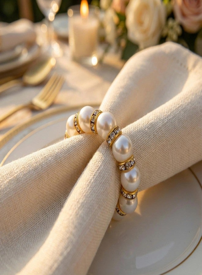 Veagins 100-Pack Imitation Pearl Napkin Rings, Elegant Table Serviette Buckles, Delicate Napkin Holder Rings, Decorative Dining Accessories for Kitchen & Restaurant - Image 3