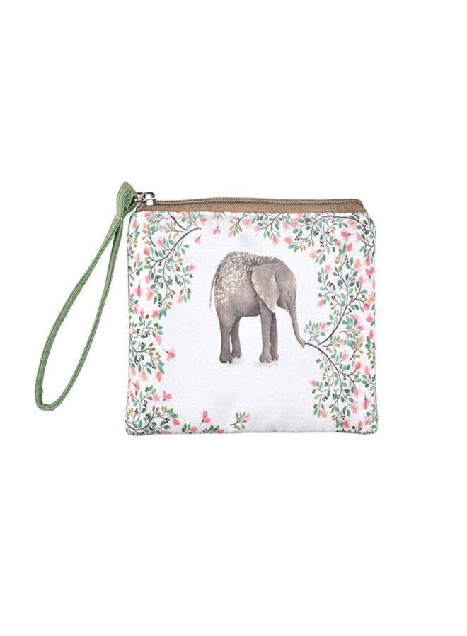 Rantanto Small Cute Cash Coin Purse, Canvas Change Purse, Kawaii Coin Pouch With Handle Christmas Gift For Women Teenager Girls (BG0001 Flower Elephant) - Image 1