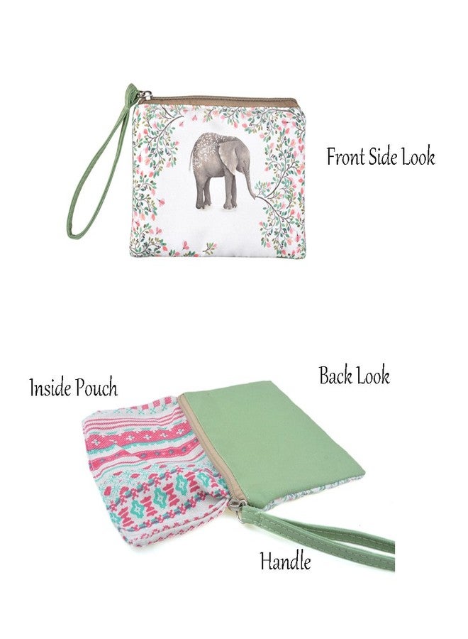 Rantanto Small Cute Cash Coin Purse, Canvas Change Purse, Kawaii Coin Pouch With Handle Christmas Gift For Women Teenager Girls (BG0001 Flower Elephant) - Image 3