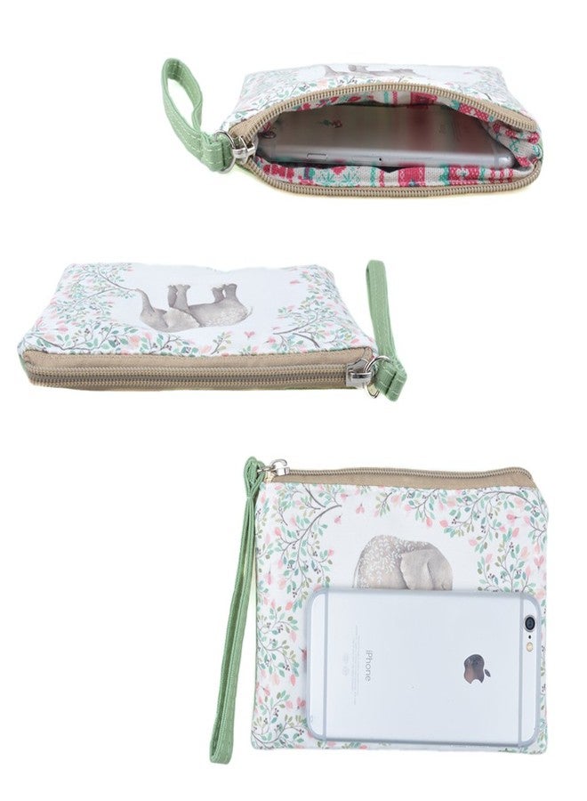 Rantanto Small Cute Cash Coin Purse, Canvas Change Purse, Kawaii Coin Pouch With Handle Christmas Gift For Women Teenager Girls (BG0001 Flower Elephant) - Image 4