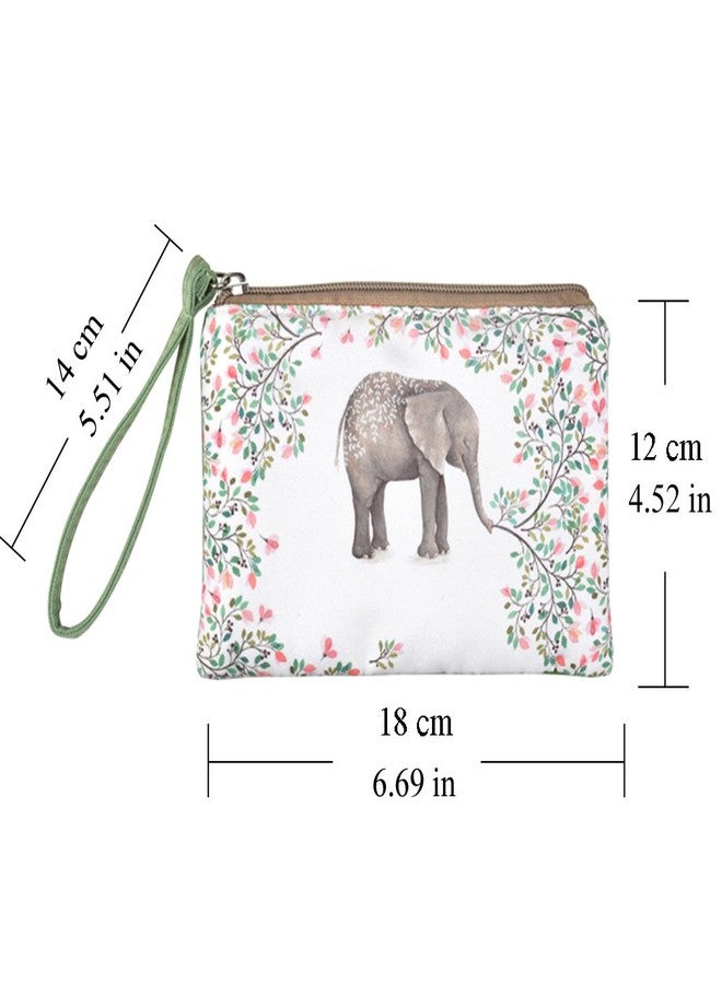Rantanto Small Cute Cash Coin Purse, Canvas Change Purse, Kawaii Coin Pouch With Handle Christmas Gift For Women Teenager Girls (BG0001 Flower Elephant) - Image 2