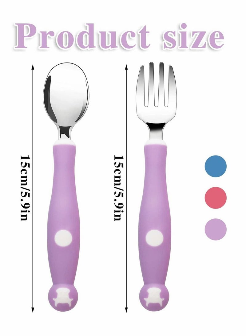 6 Pieces Kids Silverware with Silicone Handle Bendable Baby Cutlery Set