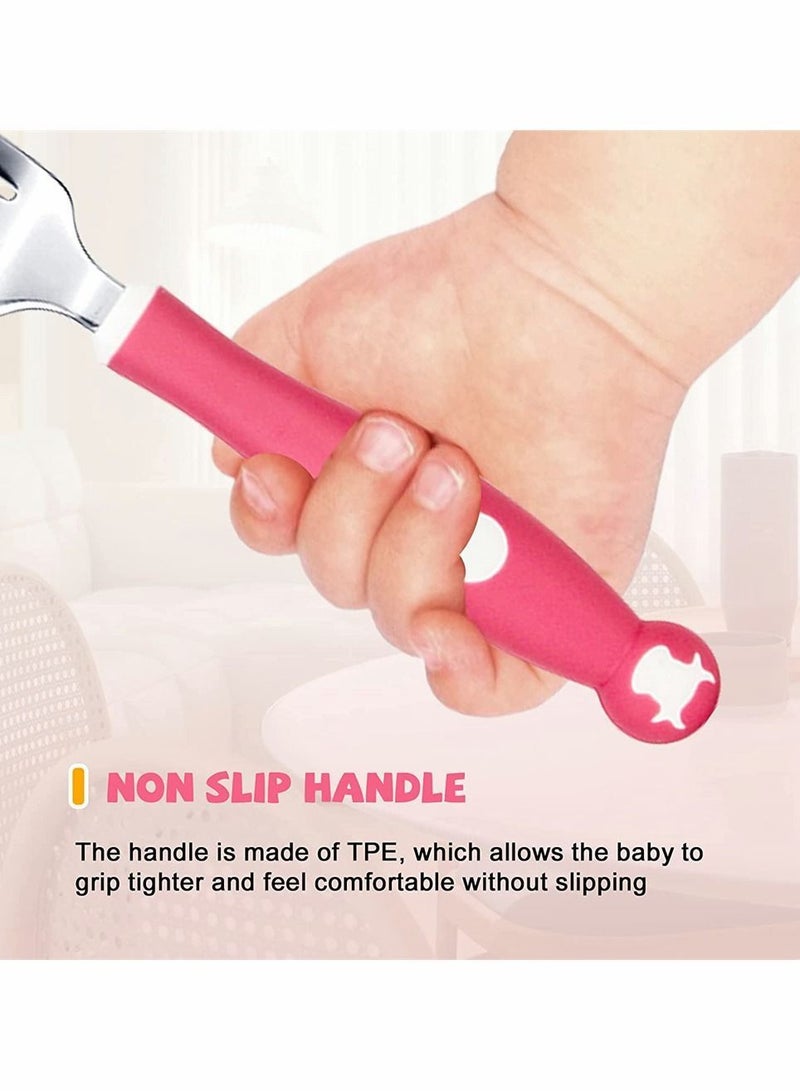 6 Pieces Kids Silverware with Silicone Handle Bendable Baby Cutlery Set