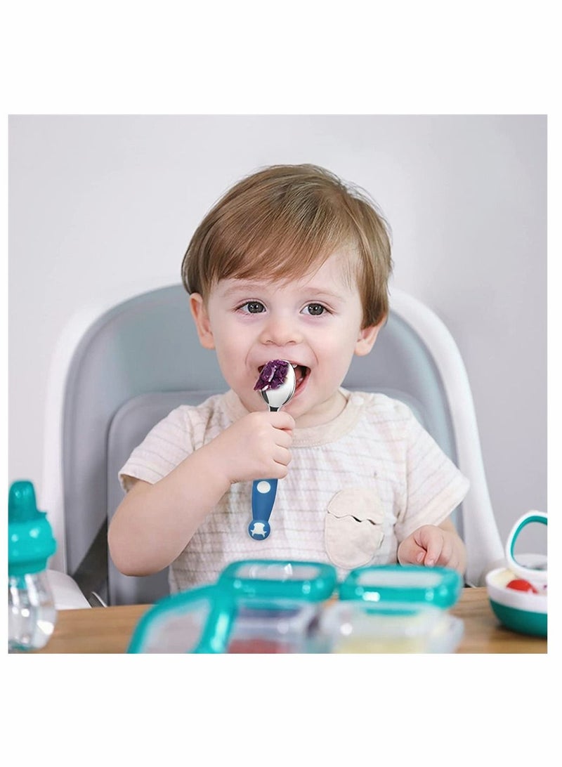 6 Pieces Kids Silverware with Silicone Handle Bendable Baby Cutlery Set