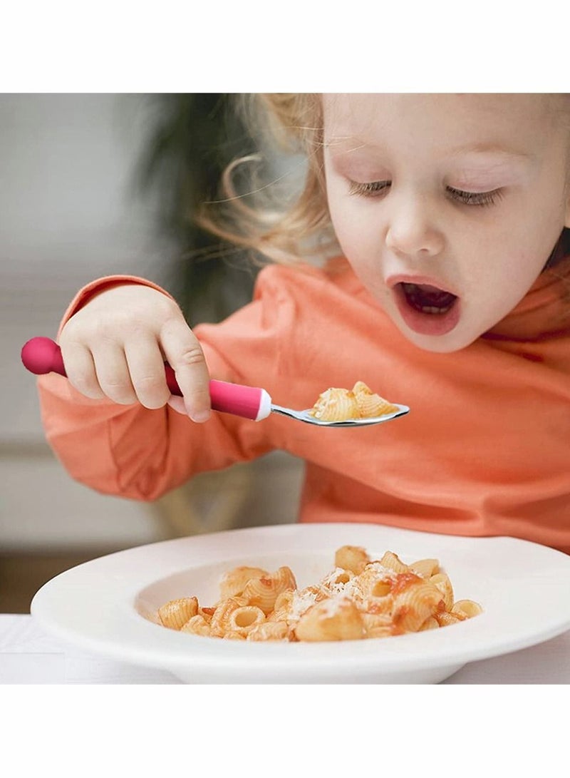 6 Pieces Kids Silverware with Silicone Handle Bendable Baby Cutlery Set