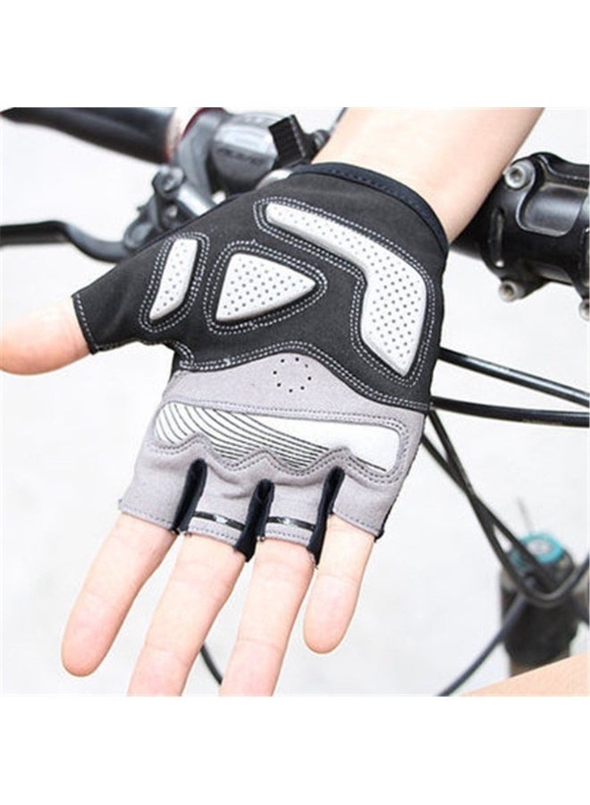 جي يو بي قفازات دراجة هوائية GUB 2099 نصف إصبع ضد الانزلاق مع وسادة جل رمادي مقاس M - Image 4