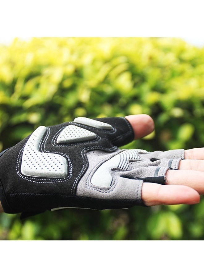 جي يو بي قفازات دراجة هوائية GUB 2099 نصف إصبع ضد الانزلاق مع وسادة جل رمادي مقاس M - Image 3
