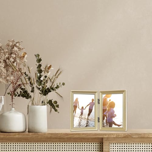 Lawrence Frames Bead Border Design, 3.5x5 Double, Satin Gold - Image 4