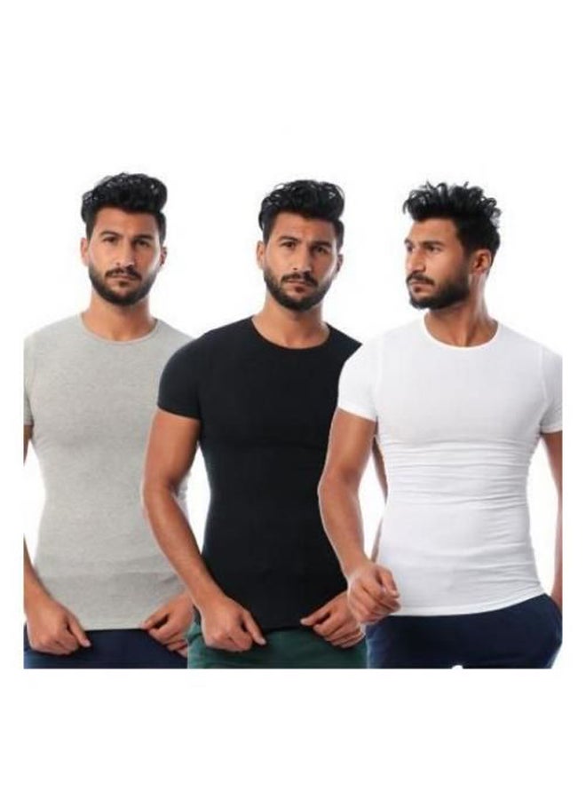 Dice - Set OF (3) Short Sleeves - Round Undershirt - For Men