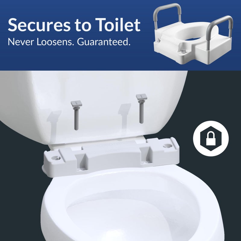 Bemis Rise 4.5" Raised Toilet Seat with Support Handles, Hinges Never Loosen, Fits Round and Elongated - Image 5