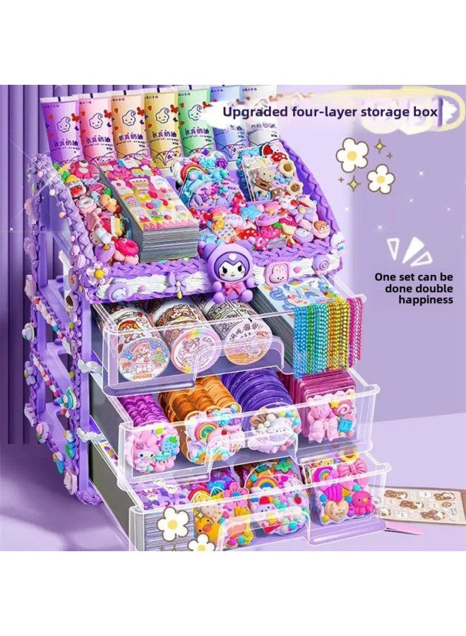 Goo Card Brick Quicksand Goo Card Fan Cream Glue Set For Girls Luxury Cream KUKA Gift Box Hand Account Sticker Gift-Color: 1248-piece Set - Image 2